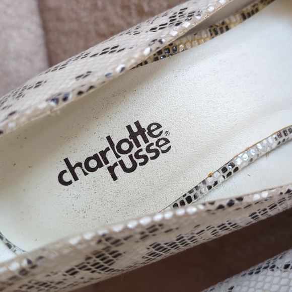 Charlotte Russe Snakeskin Fishnet Pattern Heels 9 Black White - Picture 5 of 12